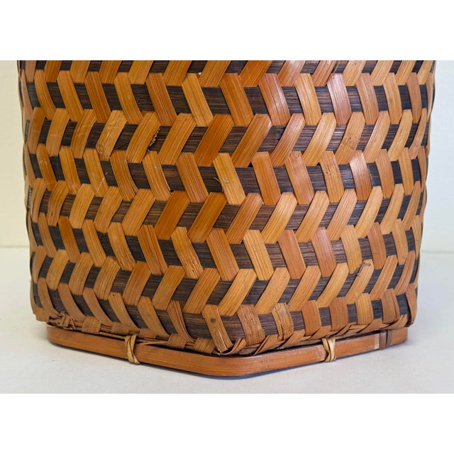Wood Vintage Hand Woven Wicker Basket For Sale - Image 7 of 8