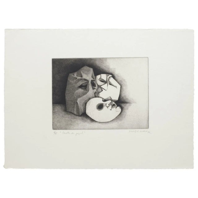 Caretas de Papel 1974s is a splendid print in etching technique engraved by the Enrique Marin (1935-2020). The state of...