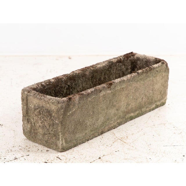Sculpture Materials Rectangular Concrete Stone Planter With Tudor Rose Pattern, England Mid 20th C. For Sale - Image 7 of 9