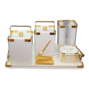 Hans Turnwald White Golf and Tennis Ice Buckets Wine Cooler Tray Set 1970s