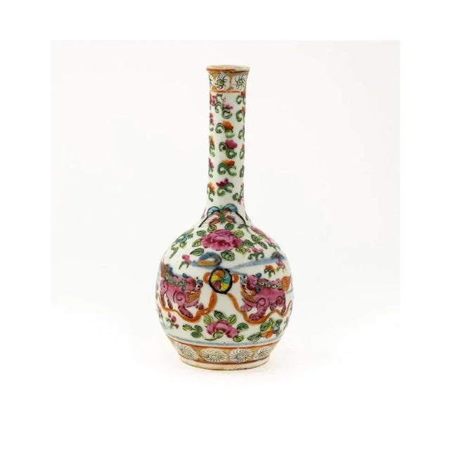 Chinese Small Famille Rose Medallion Porcelain Bottle Vase For Sale In Boston - Image 6 of 6