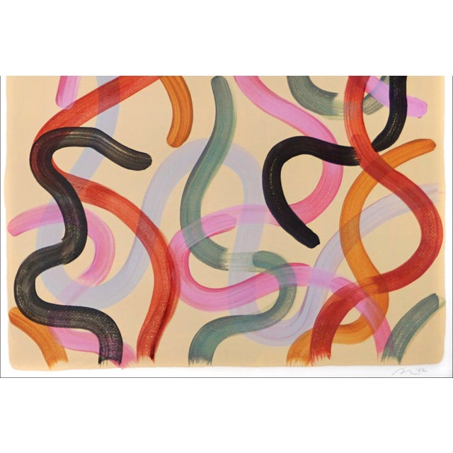 Vanilla 2022 "Warm Pastel Tones" Abstract Triptych Acrylic Painting on Watercolor Paper by Natalia Roman - Set of 3 For Sale - Image 8 of 10