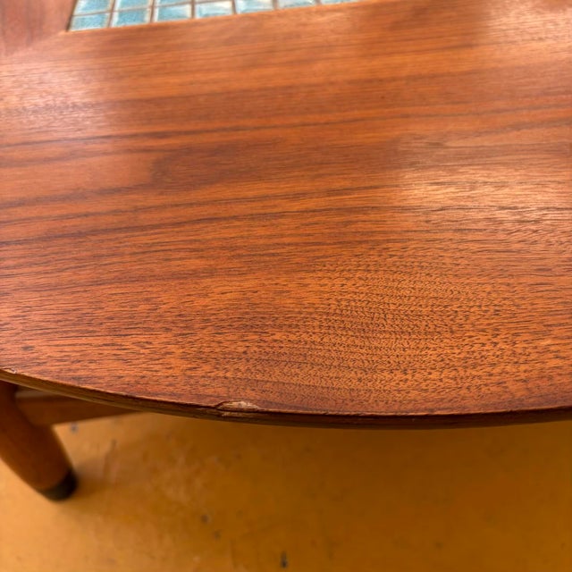 Lane Walnut Mid-Century Coffee Table With Tile Inlay For Sale - Image 9 of 11