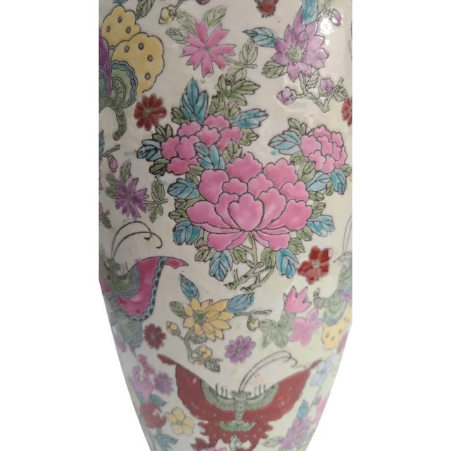 Pink Mid Century Chinese Mille Fleurs Porcelain Vase For Sale - Image 8 of 13