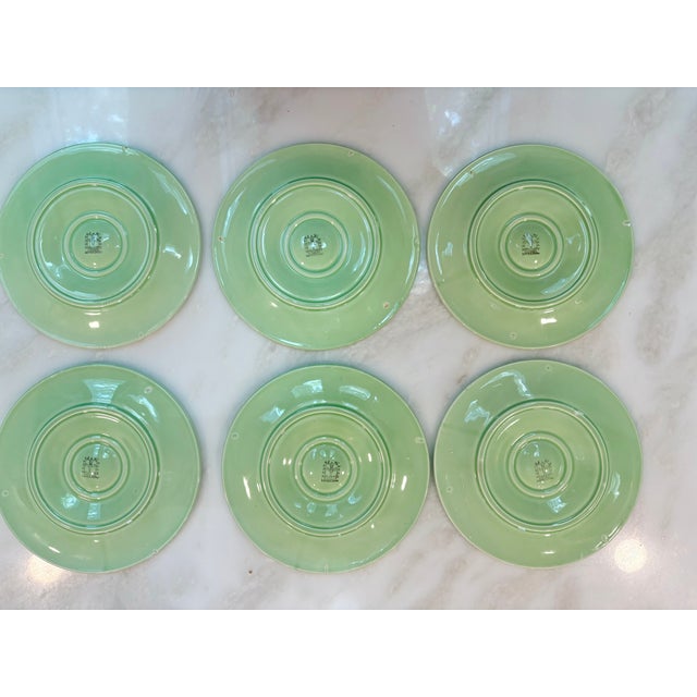 Ceramic Vintage French Green Majolica Oyster Plate, Proceram For Sale - Image 7 of 13