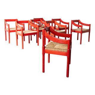 Vintage Carimate Chairs by Vico Magistretti for Cassina, 1959, Set of 8 For Sale