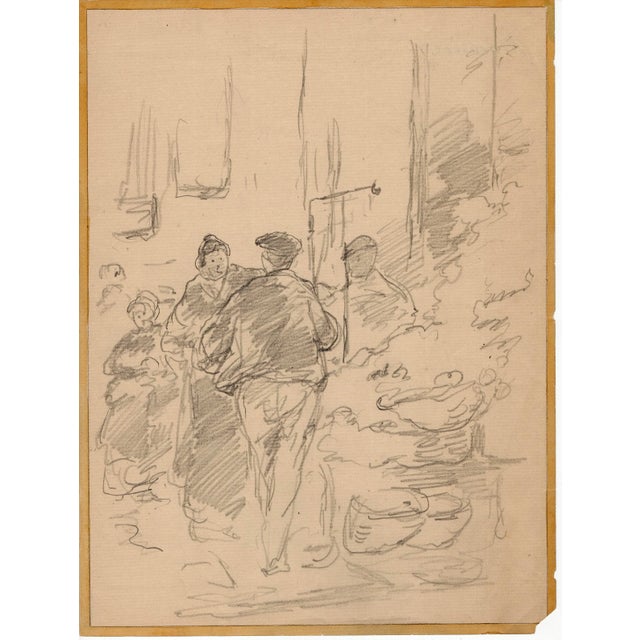 Spanish Walter Shirlaw Madrid Spanish Market Drawing For Sale - Image 3 of 3