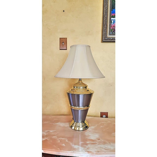 21st Century Hollywood Regency Gray and Gold Table Lamp For Sale - Image 10 of 12