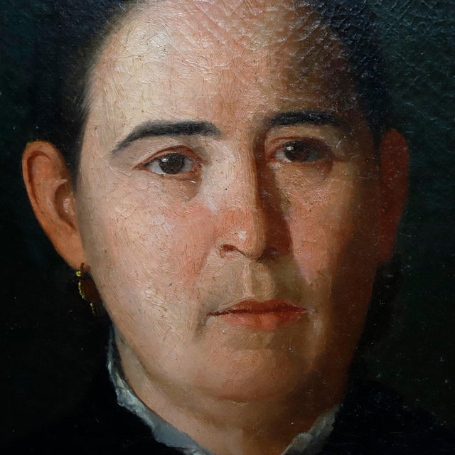 Portrait of a Mexican widow, oil on canvas, signed and dated 1883.