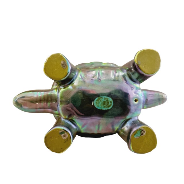 Mid-Century Turtle with Green Lustreglaze by Judit Nádor for Zsolnay, 1960s For Sale - Image 9 of 10