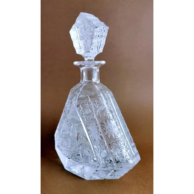 1920s Biedermeier Bohemian Cut & Ground Crystal Liquor Bottle, 1920s For Sale - Image 5 of 13