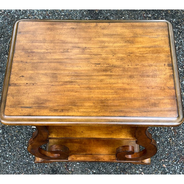 Rustic European Maple Scrolled Leg Side Table For Sale - Image 9 of 10