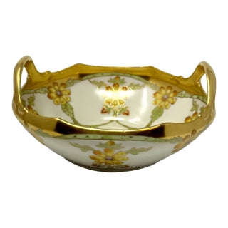 Antique Limoges France Elite Works Bawo & Dotter Hand-Painted Bowl Gold Blossom For Sale