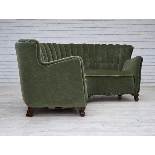 Danish Banan Three-Seater Corner Sofa with Velour Upholstery, 1950s For Sale - Image 9 of 18