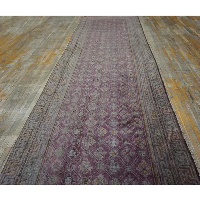 Early 20th Century Chinese Baotou Carpet ( 5'1" x 17'7" - 155 x 536 ) Antique Large Chinese Purple Baotou Knotted Rug,...