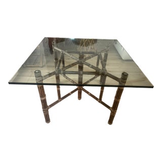 1960s Vintage McGuire Organic Modern Bamboo Rattan Square Dining Table For Sale