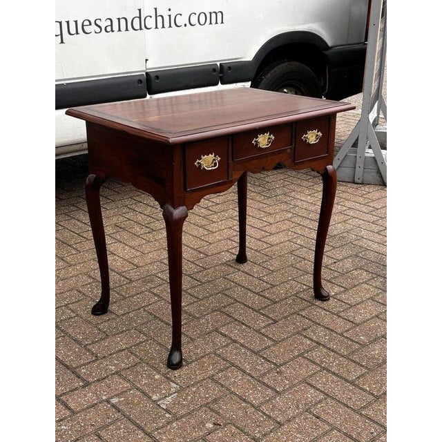 Brown Georgian Walnut Lowboy with Brass Handles For Sale - Image 8 of 14