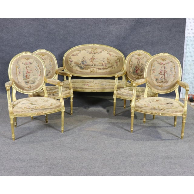 Measures: Arm chairs measure 38 3/4" h x 25 5/8" w x 21" d. Seat height 16". Settee measures 41 1/2" h x 52 1/2" w x 23...
