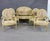 Measures: Arm chairs measure 38 3/4" h x 25 5/8" w x 21" d. Seat height 16". Settee measures 41 1/2" h x 52 1/2" w x 23...
