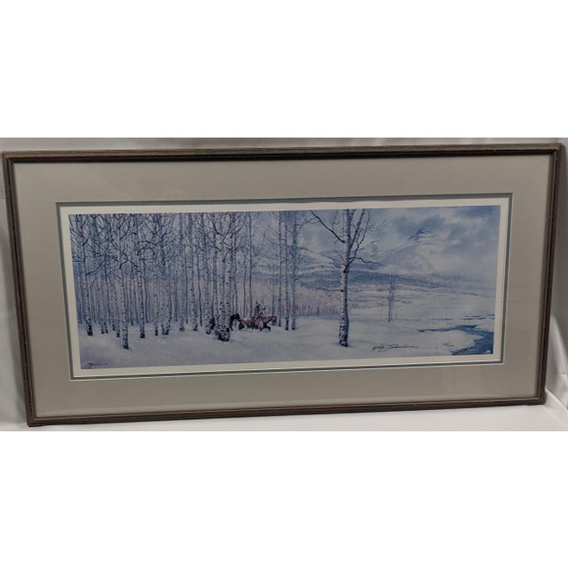 Late 20th Century Signed Limited Edition Native American Winter Landscape Panorama by Mark Silversmith, Framed & Matted For Sale In New York - Image 6 of 17