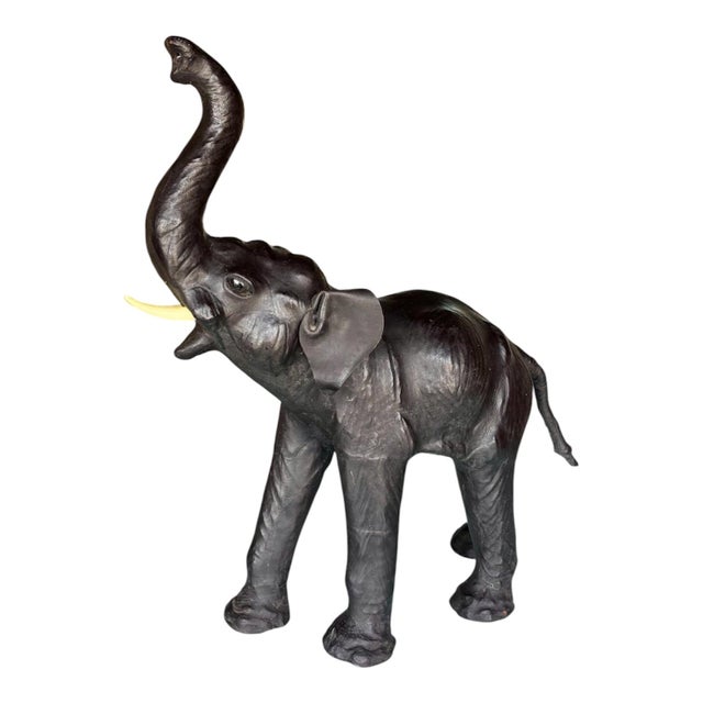 Wood Leather Elephant Sculpture, 1950, Leather and Wood For Sale - Image 7 of 7