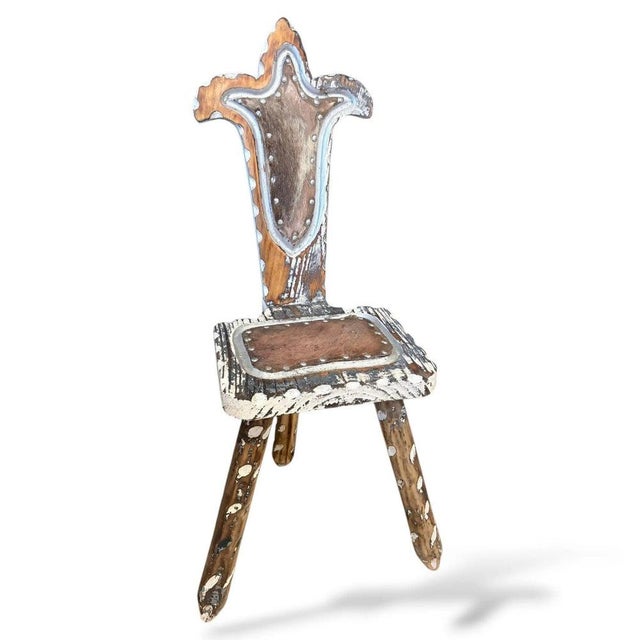 Spanish Brutalist Chair with Mohair Seat For Sale - Image 6 of 7