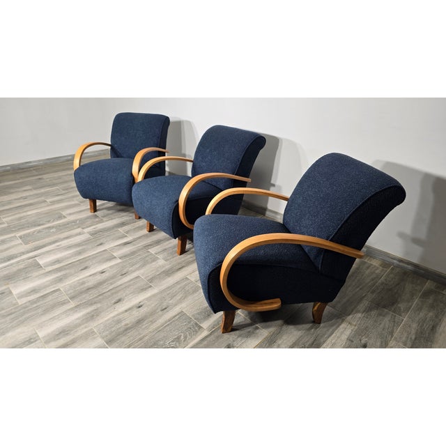 Lounge Chairs by Jindrich Halabala, 1940s, Set of 3 For Sale - Image 12 of 15