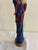 Wood Vintage Blue Angel Figurine With Gold Wings For Sale - Image 7 of 11