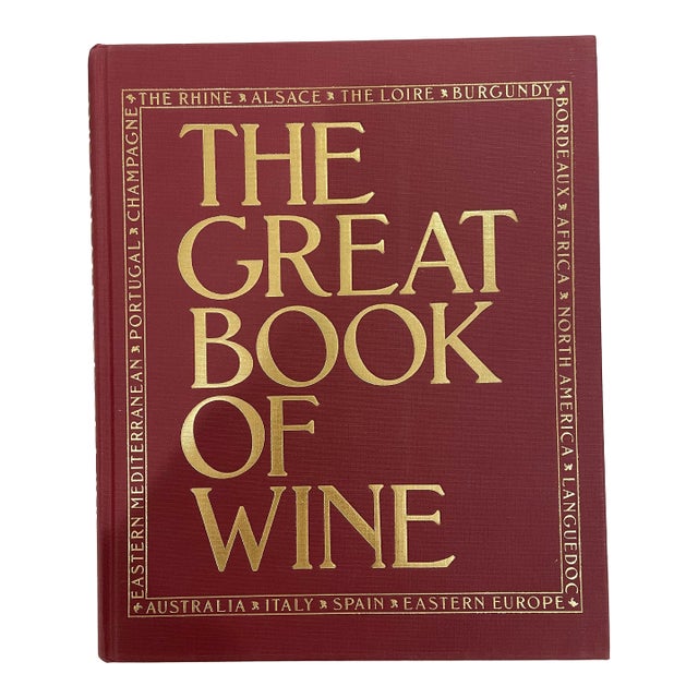Wine Book - Red & Gold Coffee Table Book - The Great Book of Wine by Joseph Jobe (1980s) For Sale