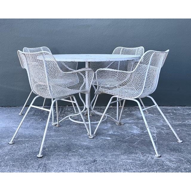 Mid 20th Century Vintage Russell Woodard “Sculptura” Wrought Iron Dining Set For Sale - Image 5 of 12