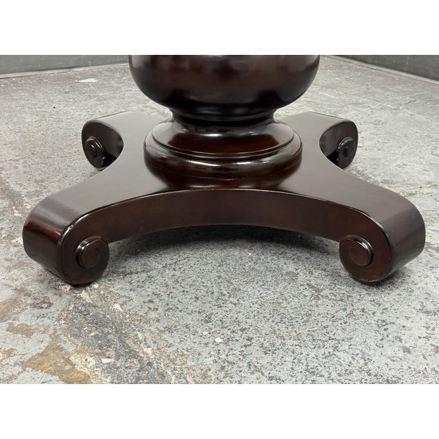 Contemporary Mahogany Pedestal Dining Table With Glass Table Top For Sale - Image 11 of 12