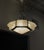 French Art Deco chandelier by the French artist Verrerie des Hanots. Six sided with six geometric shades surround the...