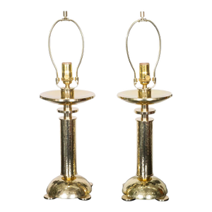 Pair of Hammered Brass "Tochiere" Style Table Lamps