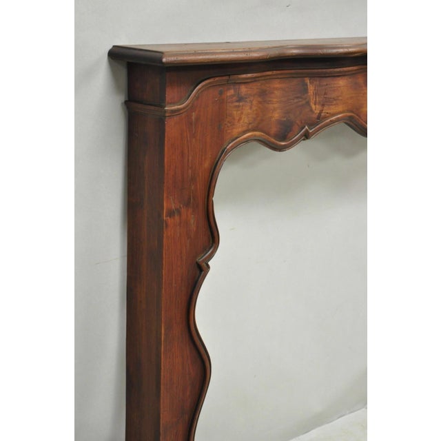 Antique Italian Provincial Carved Serpentine Scalloped Walnut Fireplace Mantel For Sale - Image 13 of 18