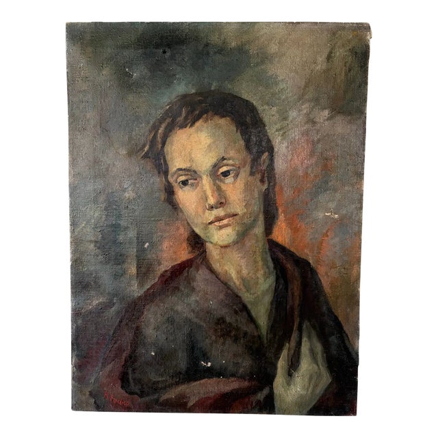 Antique Early 20th Century Oil on Canvas Portrait Painting - Signed For Sale