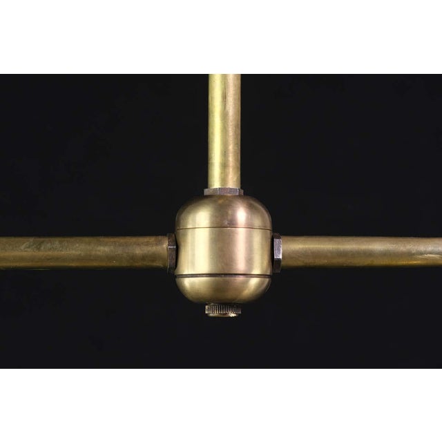 1910s X-Ray Glass Brass Pole Double Down Pendant Light For Sale - Image 11 of 12
