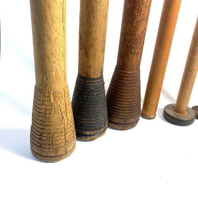 Early 20th Century Industrial Wood Textile Bobbin Collection of 8 For Sale In Louisville - Image 6 of 9