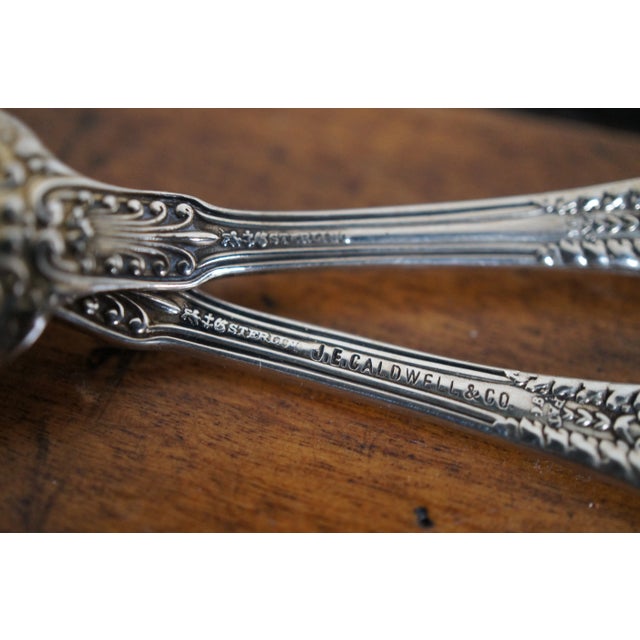 Antique William Roger Silverplate Caviar Server Gorham Sterling Silver Spoons For Sale - Image 12 of 12
