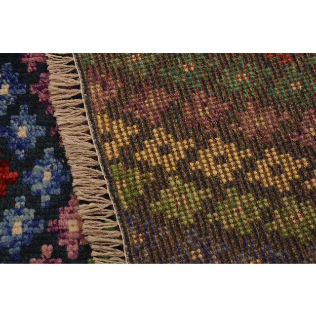 Textile 1990s Shabby Chic 1990s Southwestern Teal/Ivory Wool Rug - 3'4 X 4'8 For Sale - Image 7 of 8