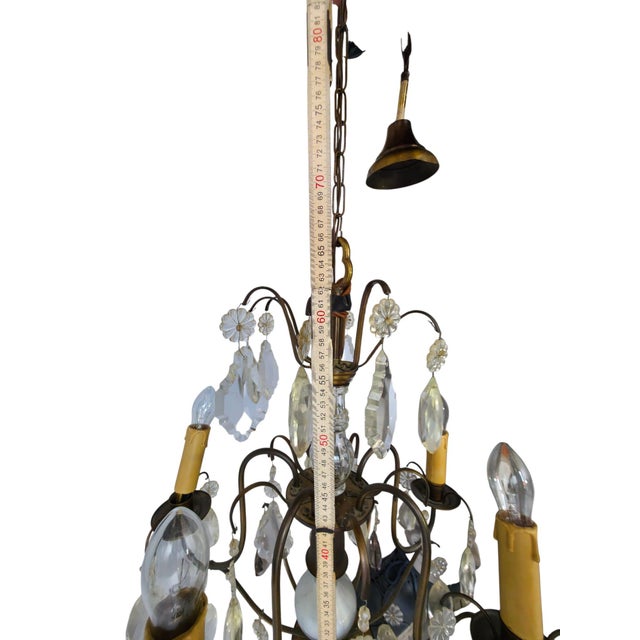 Cream Gilded Murano Glass Chandelier in the style of Ca Rezzonico, 1960s For Sale - Image 8 of 10