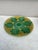 Colorful French Majolica green and yellow oyster plate with stylized leaves, circa 1890.
