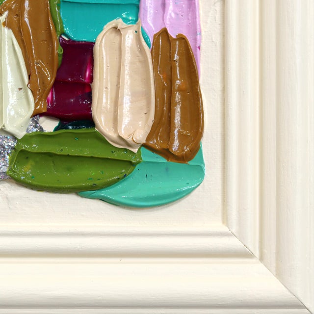Juicy Marks - Colorful Impasto Textural Thick Paint Framed Abstract Painting by Shiri Phillips For Sale - Image 4 of 9