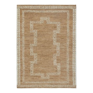 6x9Ft. Natural Brown Cream Jute Taureg Inspired Soumek Jute Hand Woven Rug For Sale