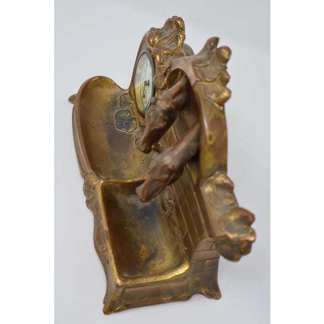 Antique Jennings Brothers Equestrian Horse Desk Clock & Divided Tray, j.b. 282 For Sale - Image 14 of 18