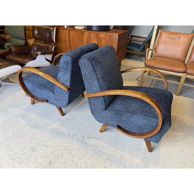 Art Deco Armchairs attributed to Jindrich Halabala, Set of 2 For Sale - Image 9 of 18