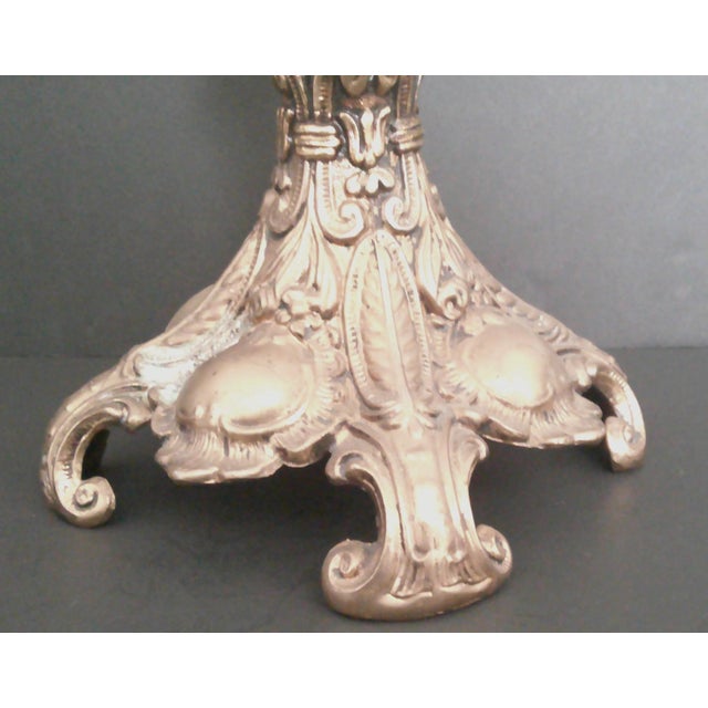 Vintage Old Retro Brass Candelabra Brevettato/European Style 5-Arm For Sale - Image 12 of 18