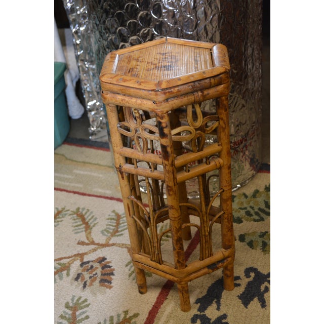 Vintage Bamboo Hexagonal Plant Stand / Table For Sale - Image 4 of 12