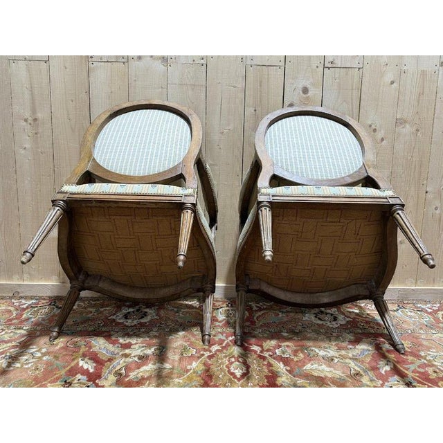 Louis XVI Cabriolet Armchairs with Medallions from Othon, Set of 2 For Sale - Image 6 of 10