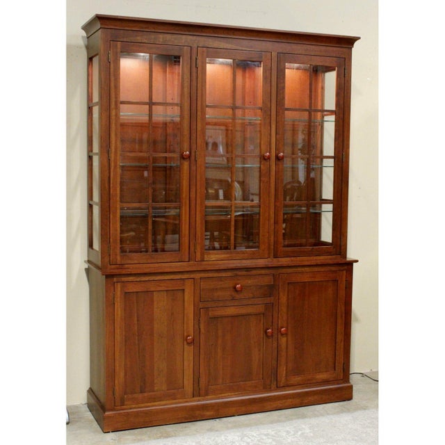 American Late 20th Century Ethan Allen Solid Cherry China Cabinet - Cherry Finish For Sale - Image 3 of 7