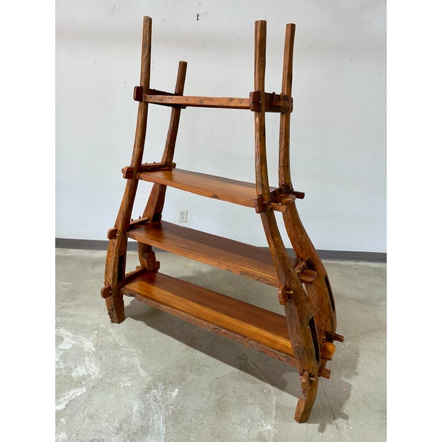 Vintage European Primitive Hand Carved Book Shelf With Mortise and Tenon Joints For Sale In Tampa - Image 6 of 12